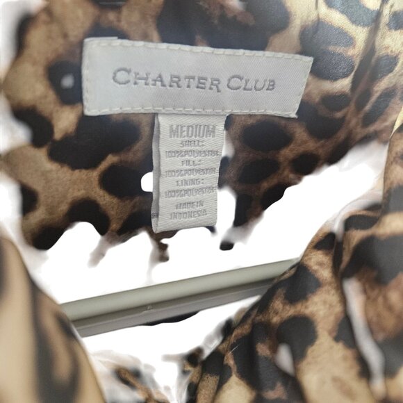 Leopard Print Puffer Vest With Zipper Closure & Snap Pockets By Charter Club Siz - Picture 4 of 9